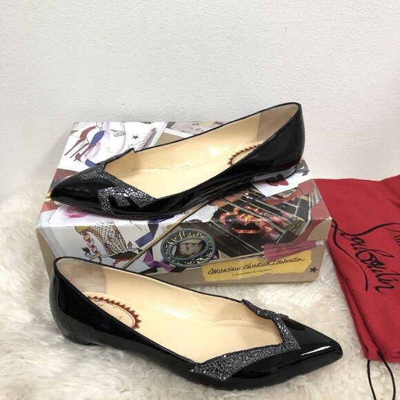 Christian Louboutin PIGALOVE 20ANS Crystal Follies Degrastrass Strass Flat 39.5 - Picture 4 of 9